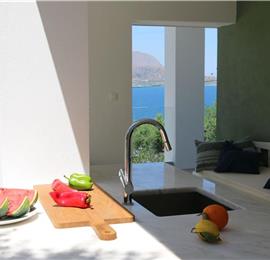 5 bedroom luxury villa with infinity pool, sea views and tennis court near Chania, sleeps 10